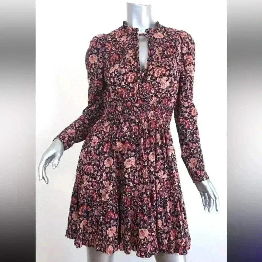 NWOT Ulla Johnson Navy Blue Liv Knee Length Dress in Midnight Floral Size 2 - Picture 8 of 16
